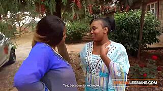 African BBW Milf Lesbians Finger Pussies and Make Out Wildly at Outdoor House Party