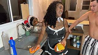 sexy latina maid's pussy rides cock see-through style?