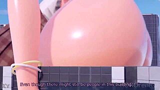 giantess grinds her huge ass on the building moaning loud