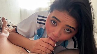 argentine soccer player gives monster cock blowjob cumshot before the game