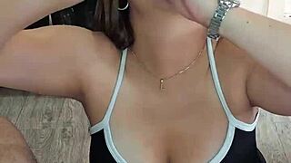 Cheating latina milf eats condom cum 💦😈