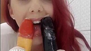 nurse sucks cock rides dildo in full fetish play