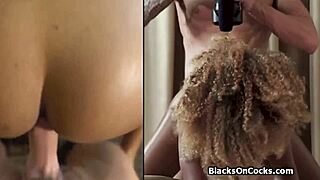 super oily ebony babe takes that BIG DICK doggystyle deep