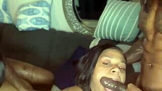 threeway ebony creampie with juicy big pussy lips dripping wet