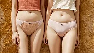 cute lesbians play in lacy underwear