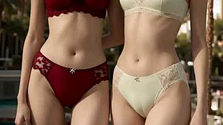 cute lesbians play in lacy underwear