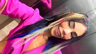 shemale vanessa rafaella barebacks friend with big cock right on building stairs