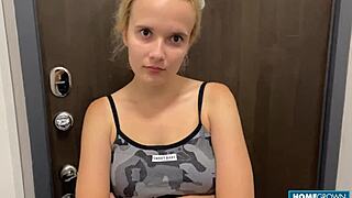 sexy blonde why tease me in yoga outfit bank roleplay