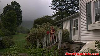 hogtied sub vibed hard by black dom outdoors