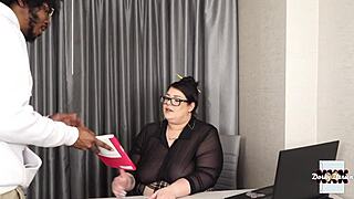 Perverted Big Tits Latina Librarian Worships Big Black Cock