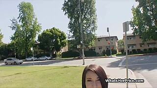 BROKE BIG TIT TEEN 18+ BLOWS STRANGER OUTDOORS FOR CASH!