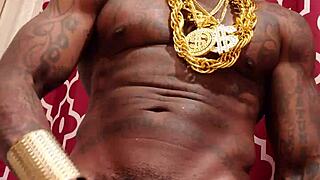 Big black hairy monster cock hallelujah johnson strokes huge dick right in your face!