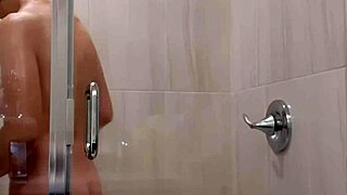 Big booty milf steps into shower soaping her thick ass curves slowly