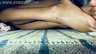 Petite Latina shows off her sexy toes and amateur ass play