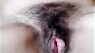 she flashes big hairy pussy before fucking begs for more