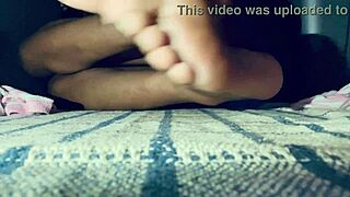 Petite Latina shows off her sexy toes and amateur ass play