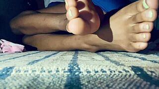 Petite Latina shows off her sexy toes and amateur ass play