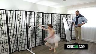 skinny ballerina myra moans loud 😩💦 while fucking director doggystyle for the role!