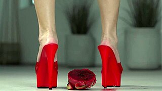 Petite Brunette Crushes Fruits Barefoot and in High Heels Fetish