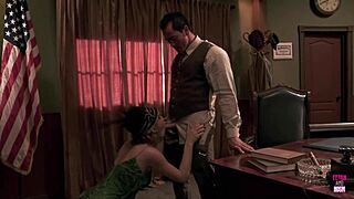 1920s office turns into wild group sex party with retro cowgirl riding