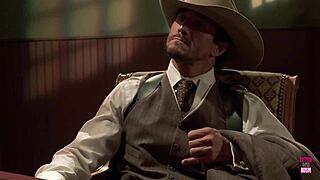 1920s office turns into wild group sex party with retro cowgirl riding