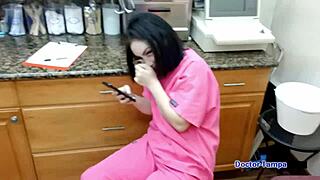 dr tampa gives kendra heart a humiliating university physical in latex gloves