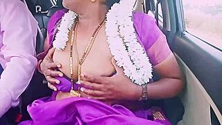 driver indian housewife saree slips up for dirty car sex romance telugu talk