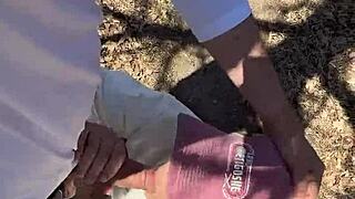 caught this big tit milf getting fucked bent over in forest