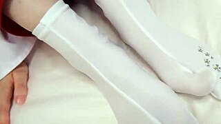 japanese babe in kimono gives footjob handjob socks tease 😍