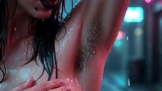goth babe scratches hairy armpits in rain 🌧️😈