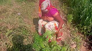Desi Aunty's Secret Outdoor Fuck with Young Boy