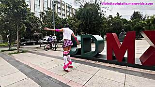 wanna see this mexican sissy puta in miniskirt get her ass gaped by thick cock? ladyboy futanari shemale pigtails socks park prostitute toys orgasm