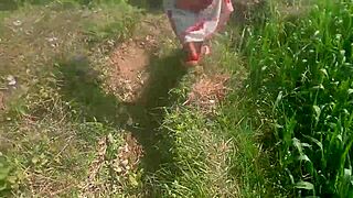 Desi Aunty's Secret Outdoor Fuck with Young Boy