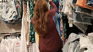 wanna see her deepthroat huge cock in public fitting room till cum floods mouth?