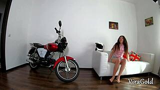 slim biker chick blows then takes deep anal creampie 😈🔥