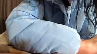 milfycalla drowns her sky blue jacket and pantyhose in hot cum loads