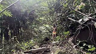 Topless Monika Fox Swallows Cum In Jungle Quickie Blowjob POV!