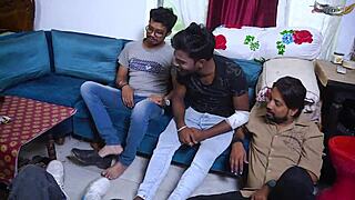 Desi Mallu Bhabhi Gangbanged Hard By Four Local Boys In Every Position