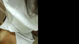 office nurse slut creampied by monster cock with window thrill!