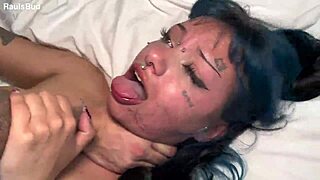 we grab our tattooist argentia, choke her throat deep till she gags cum