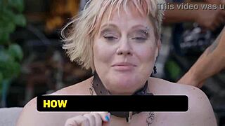 mature blonde diana covers huge tits in stranger cum