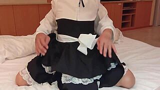 cute maid cosplay pussy wrecked from below creampie