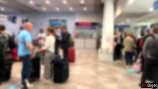 crazy, right? public airplane handjob explodes in risky cumshot