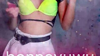 bonneyuwu's petite pigtails twirl in sexy argentinian skirt dance