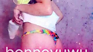 bonneyuwu's petite pigtails twirl in sexy argentinian skirt dance