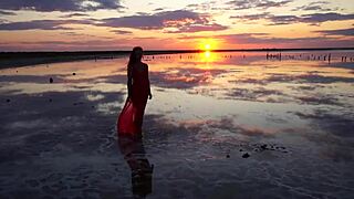 Strolling Elton Salt Lake at Red Sunset