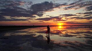Strolling Elton Salt Lake at Red Sunset