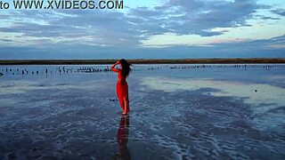 Strolling Elton Salt Lake at Red Sunset