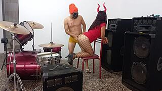 la reina rocks out halloween sex with athletic american's huge cock like a slut