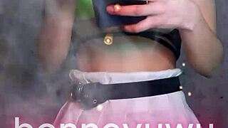 bonneyuwu's petite pigtails twirl in sexy argentinian skirt dance